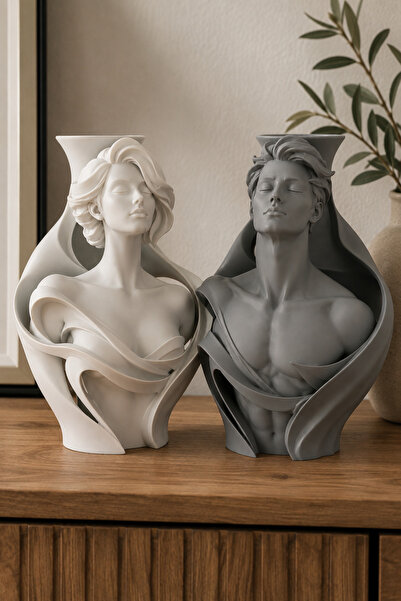 3D Couple Dekoratif Büst 2’li Set