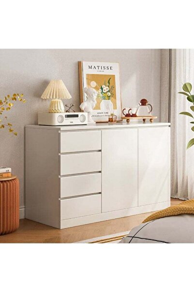 Generic Chest of Drawers, 4-Dawer and 2-Door Wooden Storage Cabinet for House...