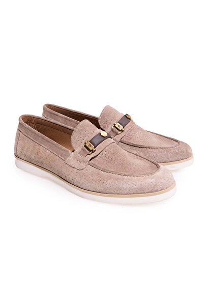 FRANCO CALVANI Beige Color Laceless Genuine Leather Men's Shoes
