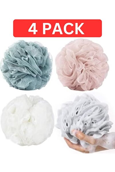 Loofah Large Bath Shower Sponge Pouf Loofahs, 4 Pack, 60g Each, Exfoliating M...