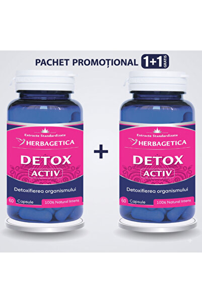 herbagetica Detox Activ (60+60 capsule) – Pachet Promo 1+1 Cadou, formula nat...