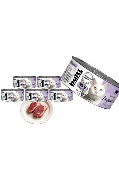 Bulti Hrană umedă completă pentru pisici, bogată în miel, conservă 6x85g