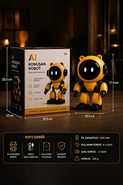 CNGZSHOP Yapay Zeka Robot Oyuncak Akıllı İnteraktif Robot Eğitici Eğlenceli Aİ 40 Dil Sohbet Et Sarı