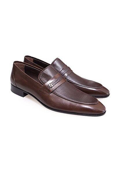 FRANCO CALVANI Brown Laceless Genuine Leather Leather Sole Men's Shoes