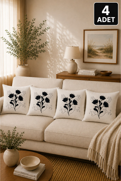 SEVMİŞ HOME 4’lü Punch Kırlent Kılıfı Seti – Aynı Renk ve Desen – Dekoratif K...