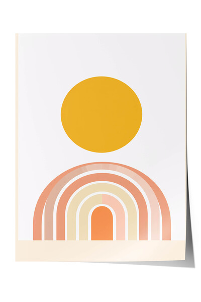 Zestia Poster Premium de Artă Minimalistă, Compoziție Soare și Curcubeu, Nr.:...