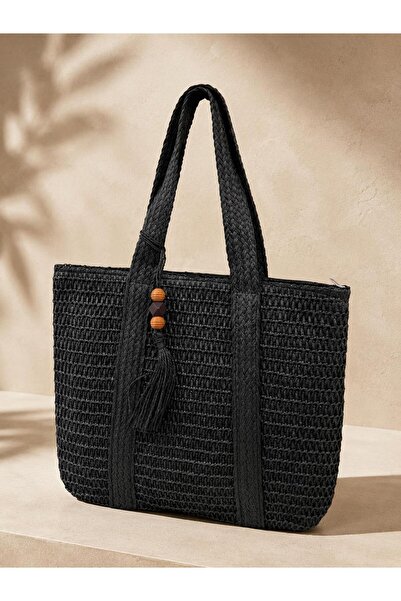 Luminos Butik Black Straw Bag Cnt1064