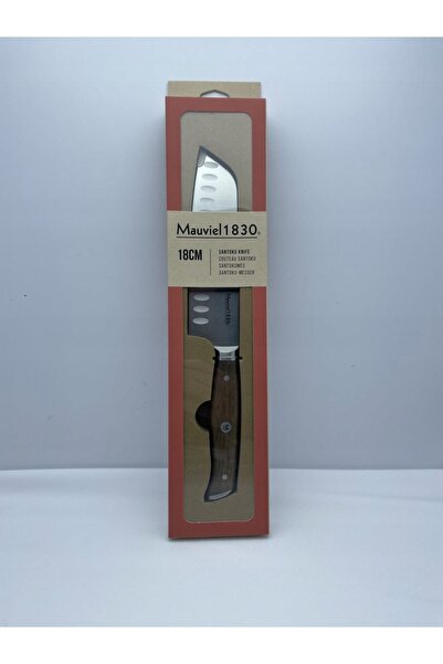 NO BRAND Cuțit Santoku 18cm, mâner din lemn, pentru tăiere și tocare, oțel mu...