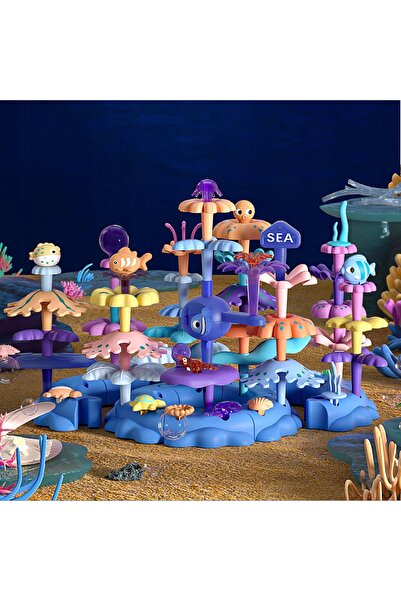 MalPlay CUBURI FLORI CONSTRUCȚIE FLORI GRĂDINĂ DIY REEF DE CORAL VALIZĂ 76 EL.