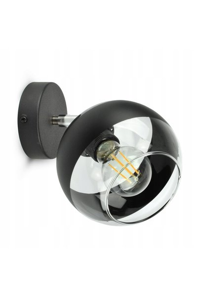 NO BRAND Aplică de perete, sferă de sticlă neagră, Black Belt KG1, LED, E27