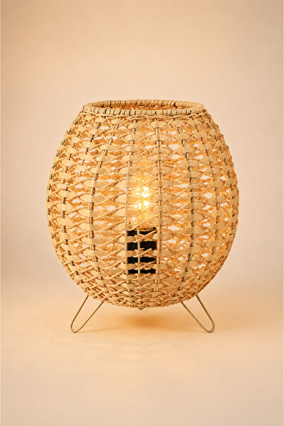 NATUREL DEKOR Natural Palm Globe Table Lamp and Lampshade 19X23 cm - Bohemian...