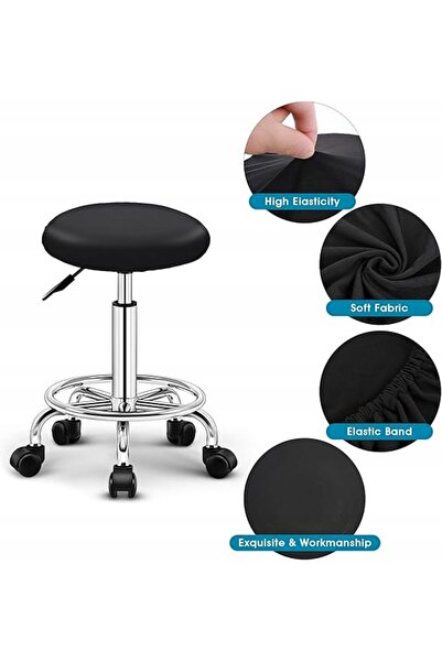 NO BRAND Husă rotundă neagră pentru scaun de bar 35-45cm, elastică, lavabilă,...