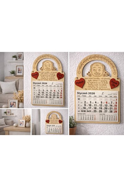 NO BRAND Calendar mare din lemn, cadou pentru Ziua Tatălui, cu gravură inimă ...