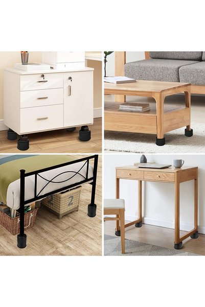 NO BRAND Picioare de mobilier, set de 4, rotunde, negre