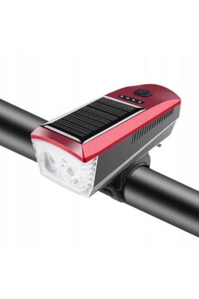 HORN LAMPĂ BICICLETĂ LED SOLARĂ POWERBANK USB CLAXON