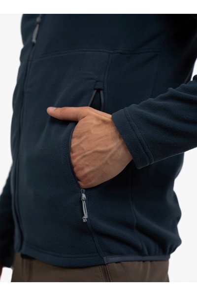 NO BRAND Hanorac clasic din fleece cu fermoar Turbat - bleumarin închis S