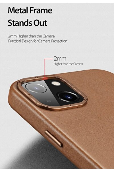 Dux Ducis Husă din piele cu textură pentru iPhone 14 Plus, husă elegantă din ...