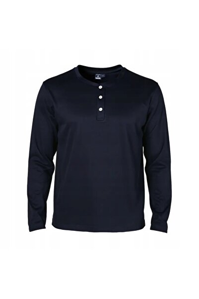 NO BRAND Tricou pentru bărbați BUMBAC TURCESC mânecă lungă albastru marin Căp...