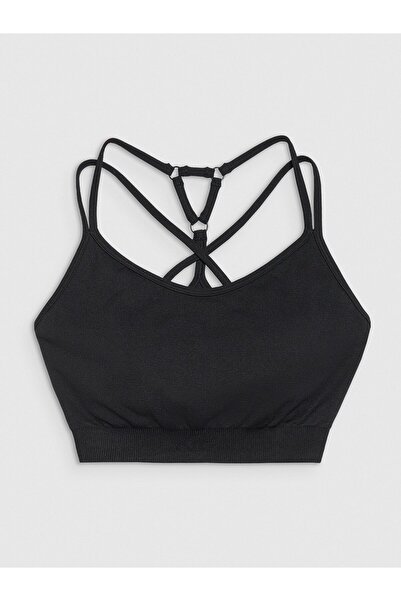 4F Sutien sport pentru yoga și pilates - Negru XS/S