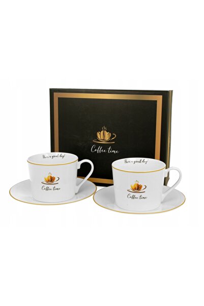 NO BRAND Set de cești cu farfurioare de 230 ml, 2 bucăți – Cești pentru cafea...