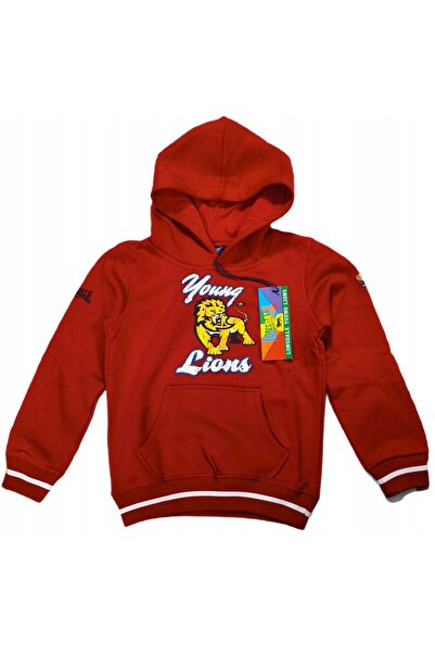 LONSDALE Hanorac pentru copii, bumbac, roșu, cu Leu, mărimea 128
