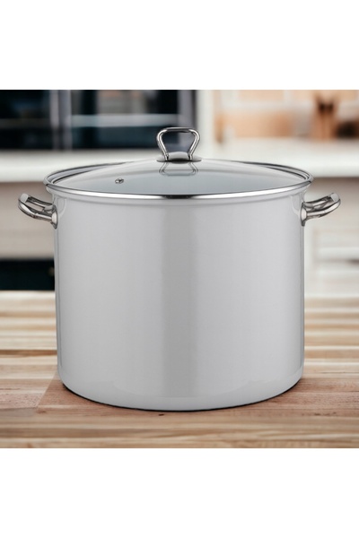 NO BRAND Pleszew Email Oală emailată gri de 28 cm, 14 L, cu capac, pentru ind...