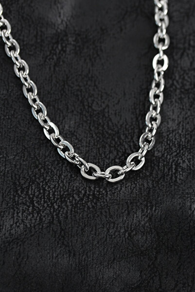 SORA GROUP 316L Steel Silver Color Rolo Chain Men's Necklace