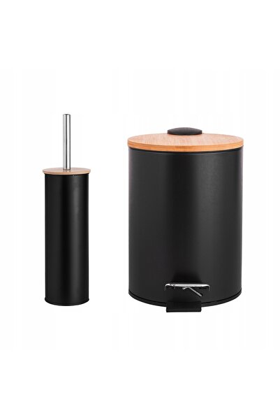 ALTOM DESIGN Set accesorii baie: coș și perie de toaletă, negru