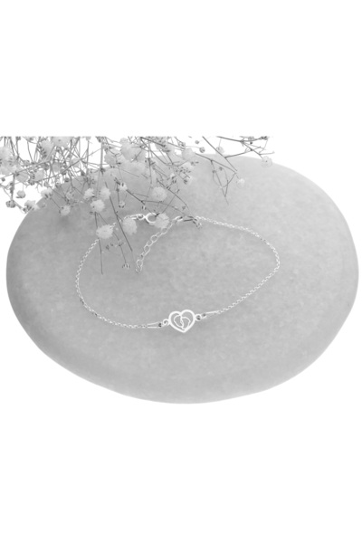 NO BRAND Brățară de argint 925, cu amprente de picior și inimă, 17 cm