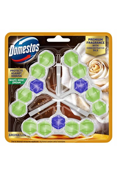 Domestos Cub de toaletă cu aromă de trandafir alb și ceai verde 3x50g