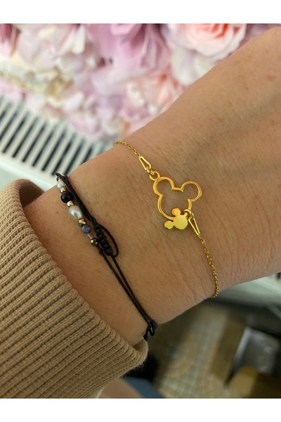 NO BRAND Brățară aurie MICKEY MOUSE BOX argint 925 placat cu aur 17 cm