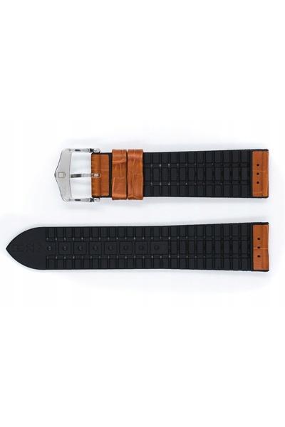 NO BRAND HIRSCH Paul L - 20 mm - Miere/Negru - Curea din piele și cauciuc pentru