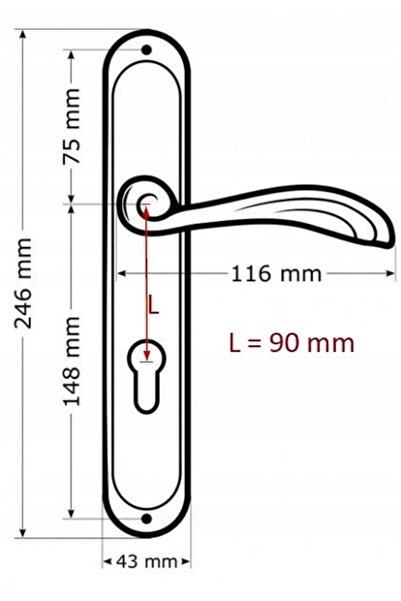 NO BRAND Mâner de ușă 72MM Patină Placă de cheie lungă