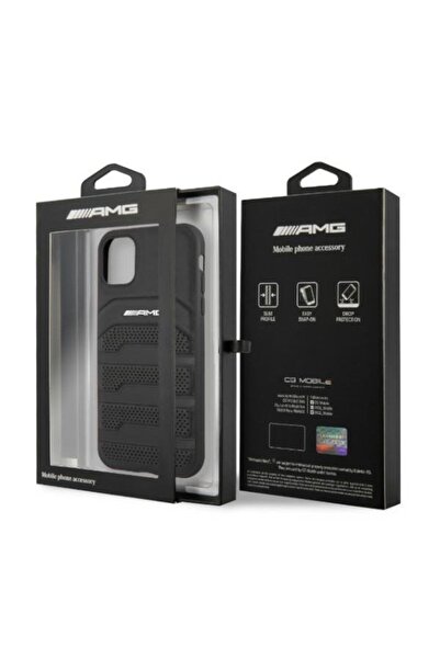 MERCEDES Husă AMG pentru iPhone 11 6,1 " neagră, din piele cu linii în relief