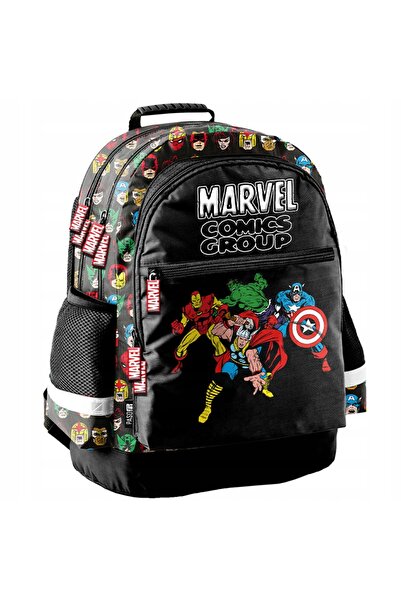 NO BRAND Ghiozdan școlar pentru băieți, clasele 1-6, Marvel Avengers Negru