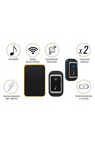 NO BRAND Sonerie wireless, rază de acțiune 120m, 36 de melodii la alegere, do...