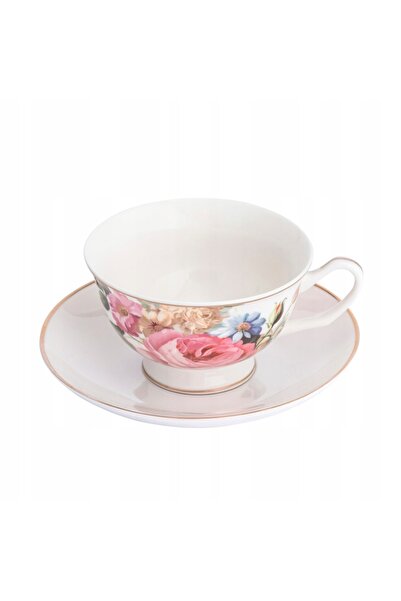 ALTOM DESIGN Ceașcă cu farfurioară pentru cafea și ceai, cremă de trandafiri,...