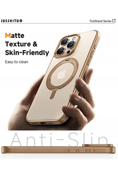 NO BRAND Husă cu spate gros, cu inel MagSafe, pentru iPhone 16 Pro, ramă auri...