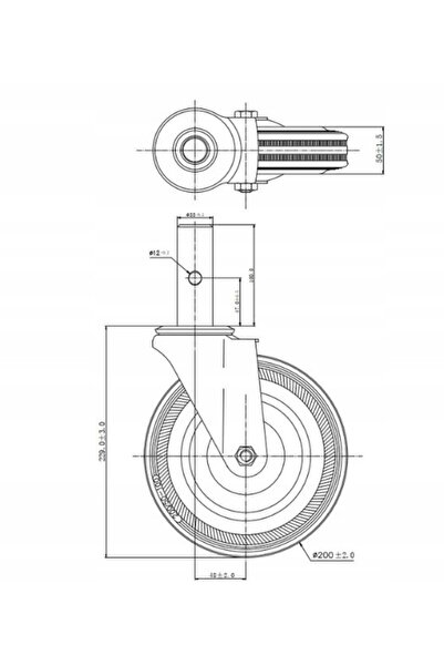 NO BRAND Set roată pivotantă pentru schele, roată de 200 mm, ax cu diametrul ...