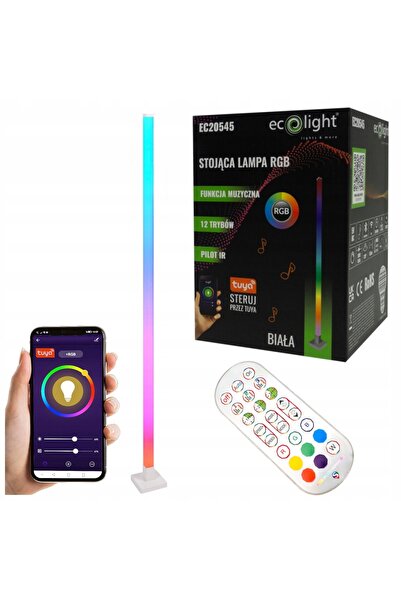 ecolight Lampă de podea RGB SMART cu funcție muzicală, cu aplicația TUYA, alb...