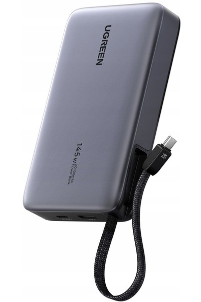 Ugreen PB551 Power Bank Rapid 20000mAh 145W USB-C+USB cu Cablu Integrat Gri