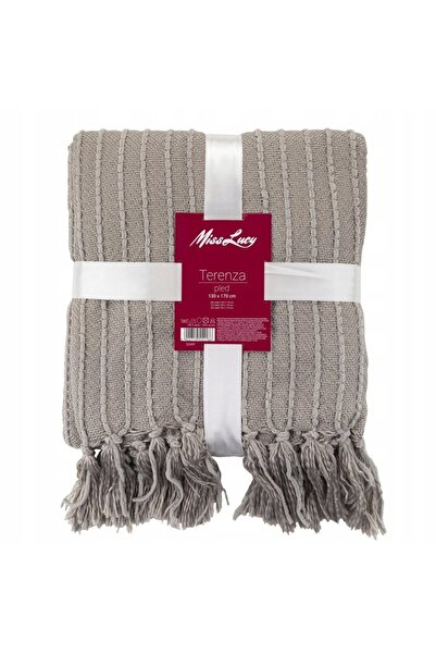 NO BRAND Pătură KOC cu franjuri pentru canapea extensibilă GRI 130x170 K2