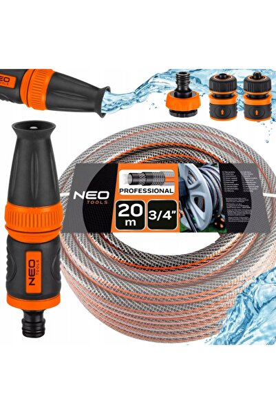 NEO Tools Furtun de grădină rezistent NEO 20m 3/4 " + Aspersor + Fitinguri, S...