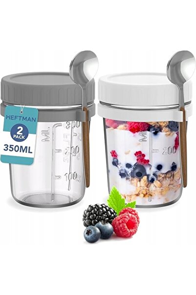 Idealgas 2x Borcan de sticlă etanș de 350 ml pentru micul dejun, cu linguriță...