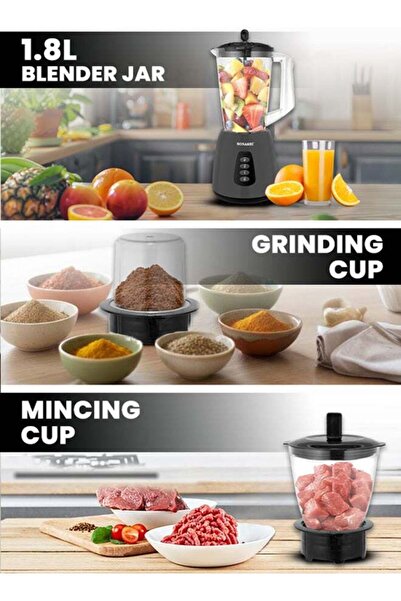 sonashi 3 In 1 Mixer Grinder - With Grinding Cup, Mincing Cup, 1.8 L Capacity | 2 Speed Control, Overload Protection, Non Slip Feet | Super Powerful Copper Motor for Fast Grinding