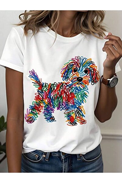 29CUN تي شيرت نسائي بأكمام قصيرة وطبعة جراء الكلب من Women's Line |   قاعدة ب...