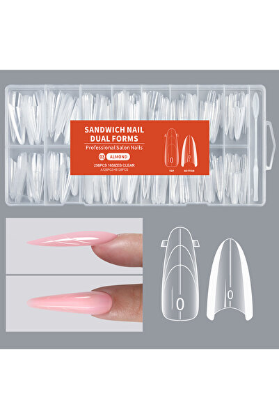 Choice1 03-Almond 256Pcs/Box Nail Sandwich Dual Form Nail Tips Quickly Buildi...