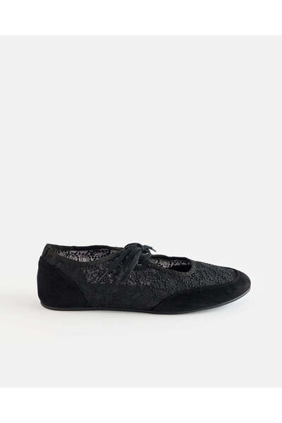REDTAG Girls Black Lace Ballerinas