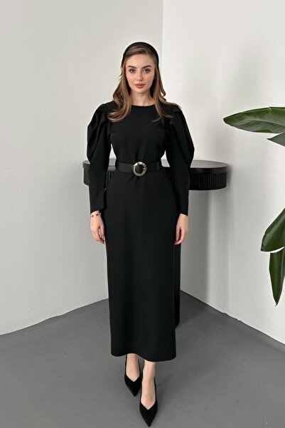 Generic Brand Black Sleeveless Pleated Belted Dress