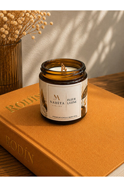 NAHİTA ATELİER Kokulu Soya Mum 200 Gr – Ahşap Fitilli Dekoratif Aromaterapi M...